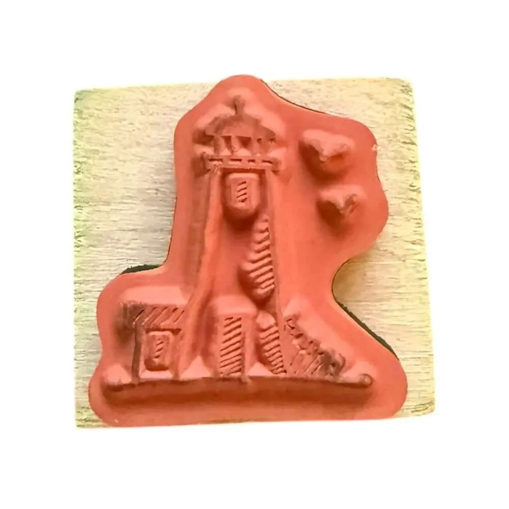 Lighthouse With Flying Birds Unbranded Mini Rubber Stamp